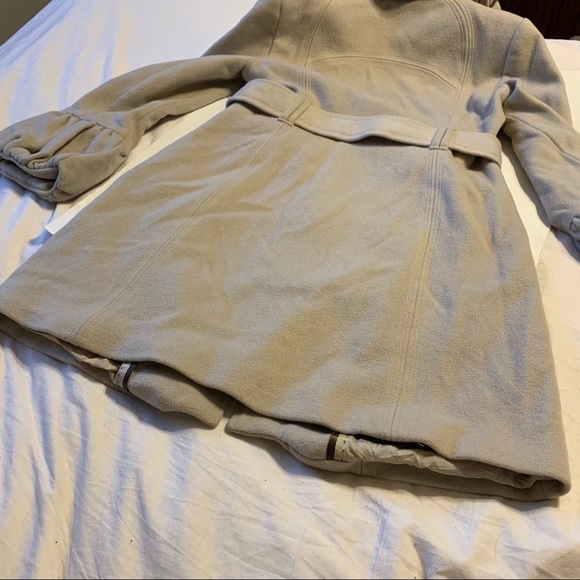 Small Zara Woman cream wool blend tie waist peacoat - Picture 13 of 14